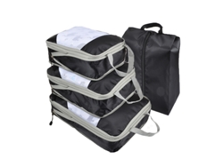 Juego De 4 Piezas, Organizadores De Equipaje De Viaje De Malla Expandible Para Ropa, Ropa Interior CHRUI Black