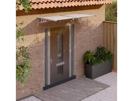 MAISON EXCLUSIVE Marquesina puerta policarbonato gris y transparente 199x90 cm