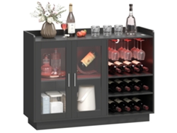 Mueble De Bar Con Luces Led Rgb Y Botellero Para 12 Botellas Armario Buffet Para Vinos Para Comedor Salón Negro