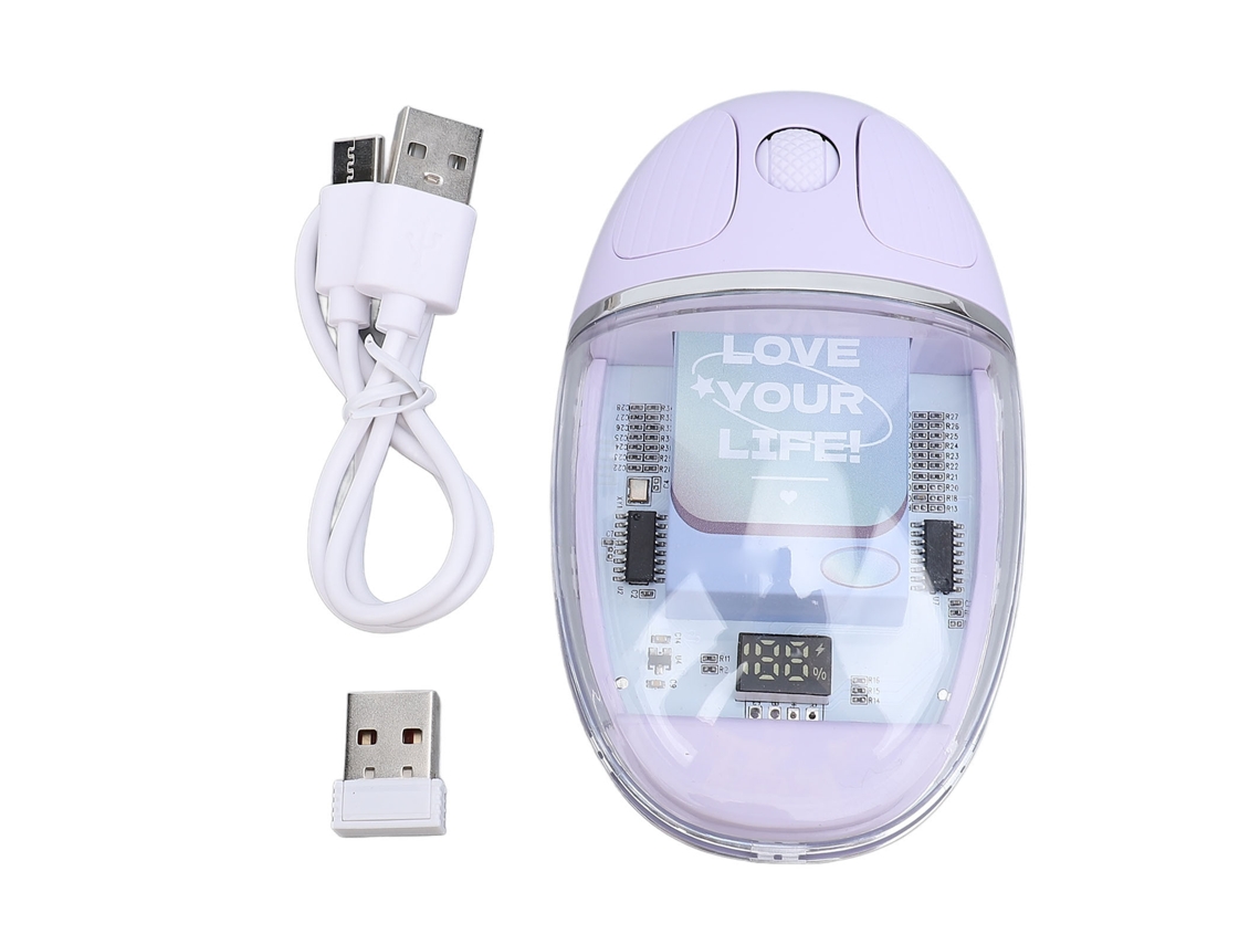 Ratón Inalámbrico Bluetooth De Doble Modo 2.4g, Transparente, Ergonómico Y Silencioso Para Ordenador De Oficina/portátil (morado)