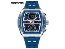 Reloj Electrónico De Moda (azul Plateado) Con Alarma Luminosa E Impermeable.