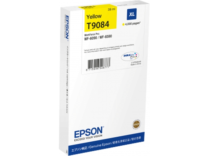 Cartucho de tinta original EPSON, T9084 39 ml , Amarillo, XL, C13T908440