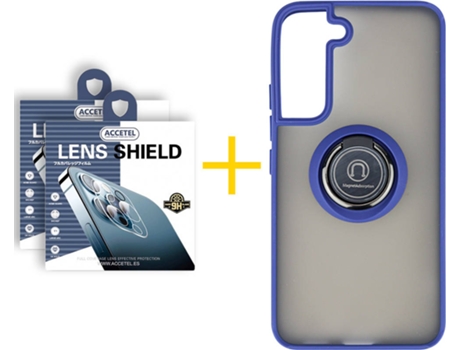 Carcasa + 2 Protectores de Cámara para Samsung Galaxy S22 Plus 5G ACCETEL Azul