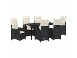 Conjunto de Jantar para Jardim 7 Pcs Preto Vime Pe MAISON EXCLUSIVE