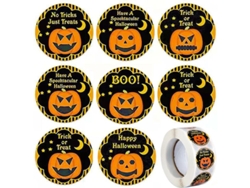 Pegatinas De Halloween De 3,8 Cm (1,5 Pulgadas): 500 Unidades Por Rollo Con 8 Diseños De Eslóganes Diferentes Para Una Decoración Festiva.