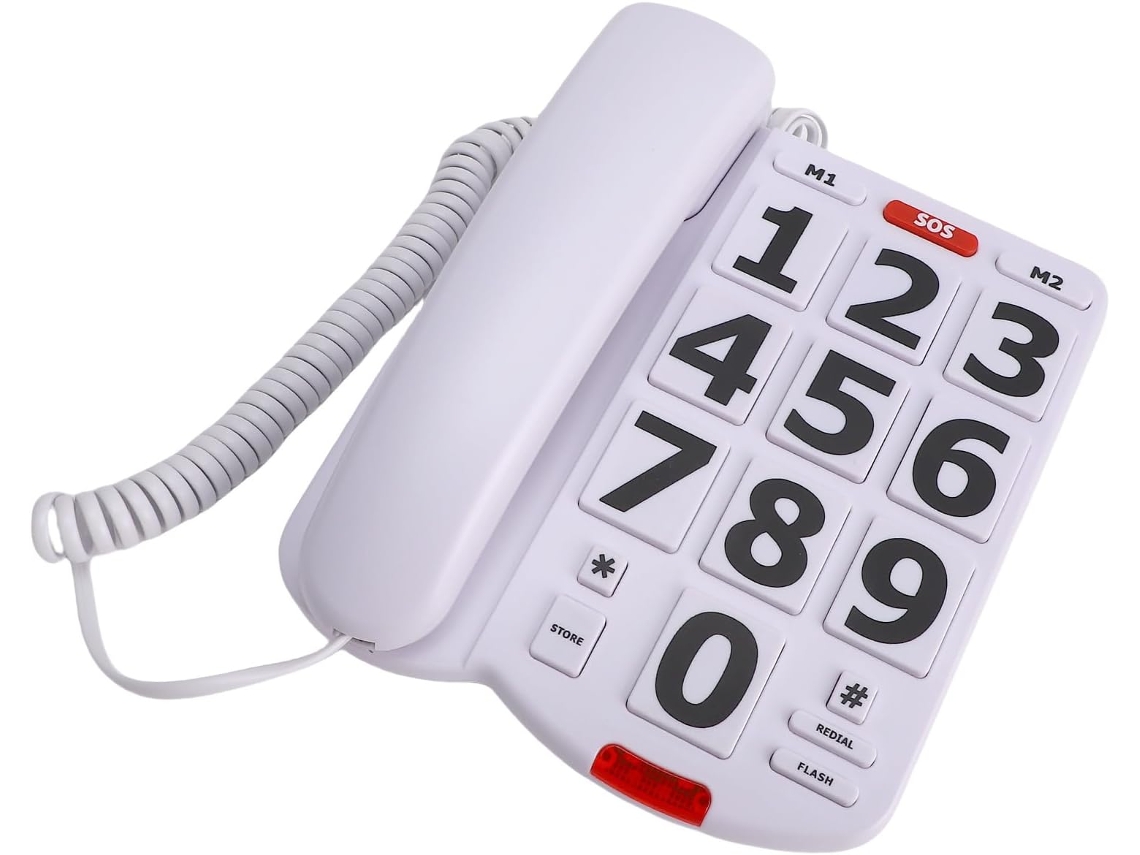 Teléfono Con Cable Ergonómico Con Botones Grandes, Marcación Intuitiva De Un Solo Toque, Función