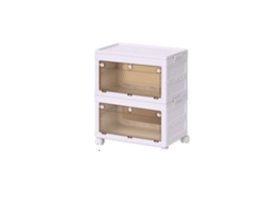 Gabinete de almacenamiento, diseño plegable, fácil movilidad, cajas de almacenamiento de 2 niveles