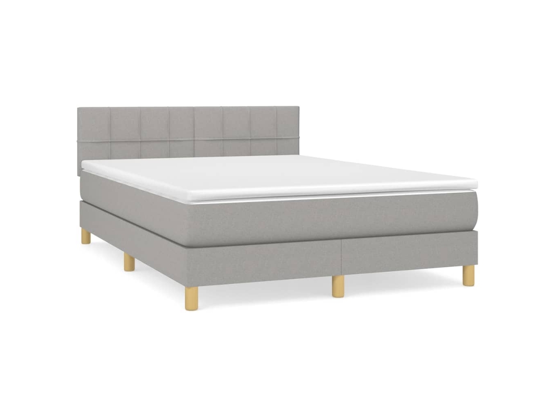 Maison Exclusive - Cama Box Spring Con Colchón Tela Gris Claro 140x190 Cm