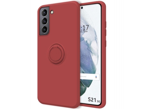 Carcasa Samsung Galaxy S21 5G TUMUNDOSMARTPHONE Silicona Líquida con Anillo Rojo