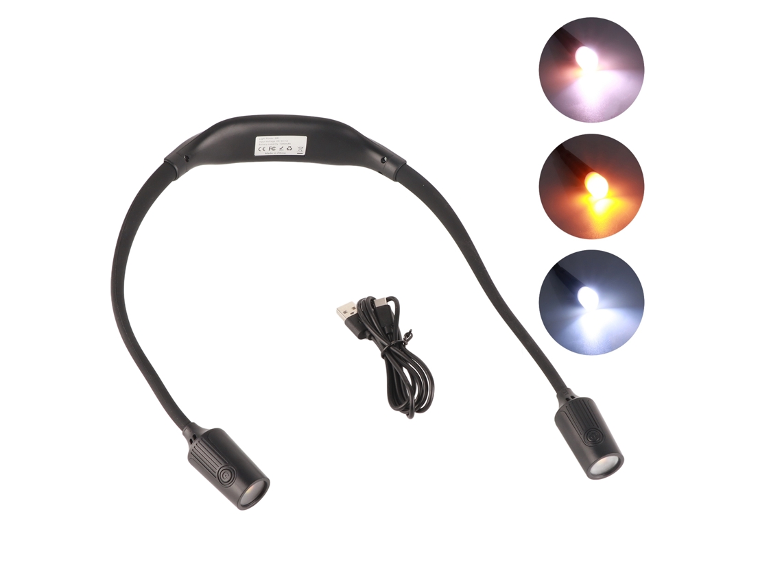 Lámpara De Lectura Para El Cuello Recargable, Ajustable Y Portátil Con Led Colgar En Cuello, Ideal L