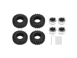 Llanta Beadlock 1.0 Con Neumáticos, 6 Agujeros, Aleación De Aluminio, Para Coche Rc Crawler A Escala 1/24, Color Negro.