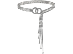 Cinturón de cristal para mujer con cadena de piedra rodiada y aro, regalo