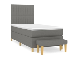 Maison Exclusive - Cama Box Spring Con Colchón Tela Gris Oscuro 100x200 Cm