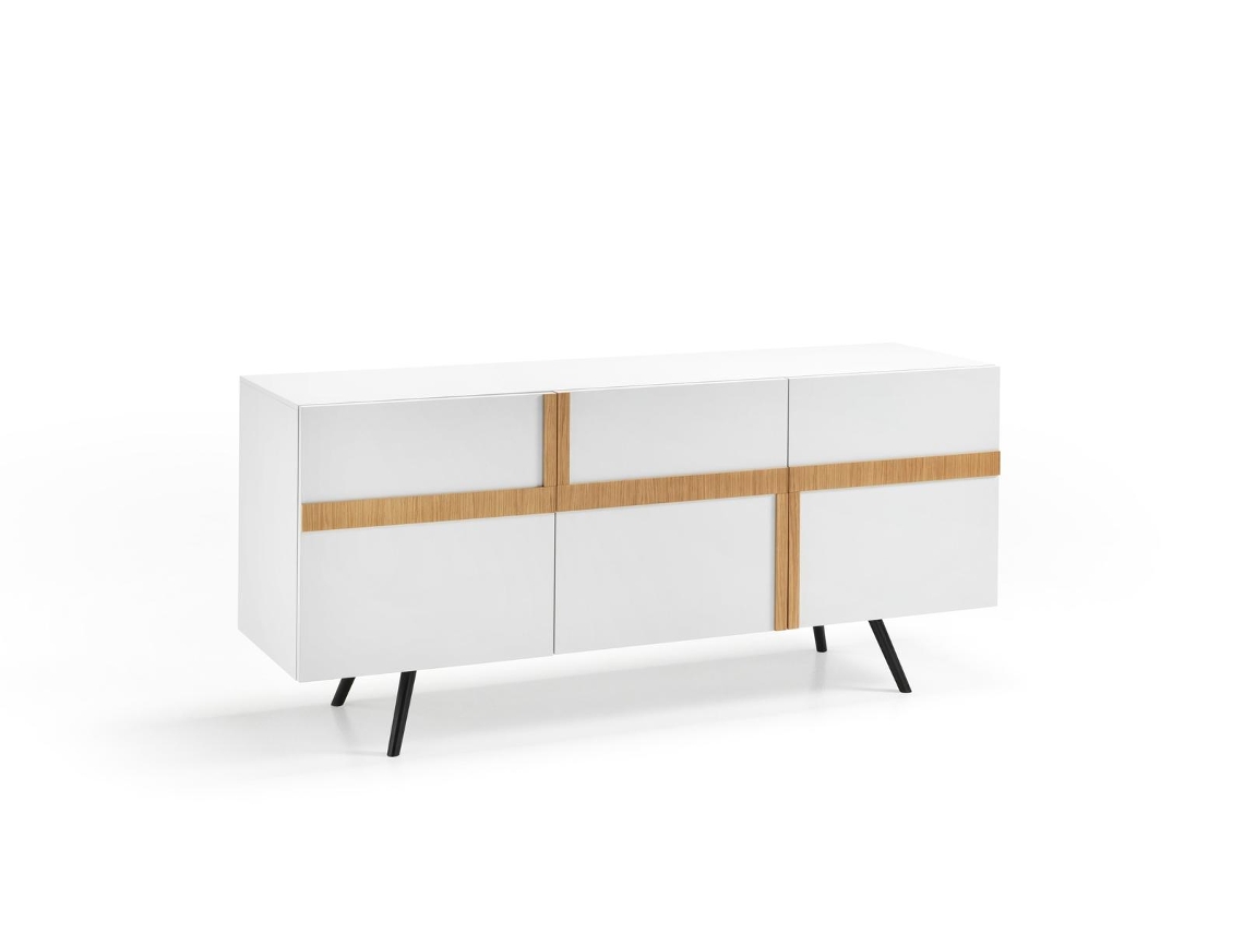 Ginger - Aparador con 3 puertas (180 x 80 H cm) en Melamina Blanca STONES