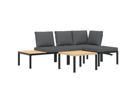 Conjunto 4 de sofás de jardín con cojines VIDAXL aluminio negro