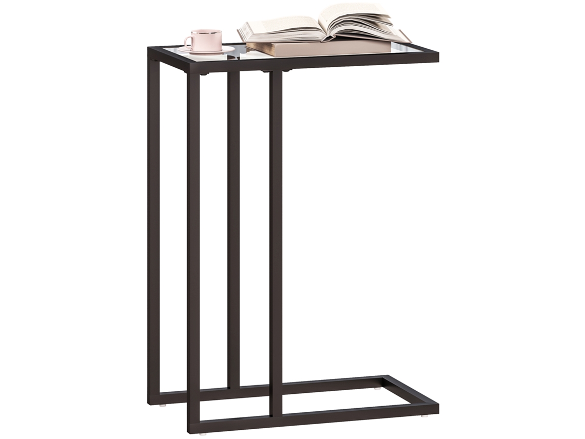 Mesa de centro estilo industrial com 2 prateleiras, madeira e metal, 46x18x58,5 cm, marrom PRIME KANG