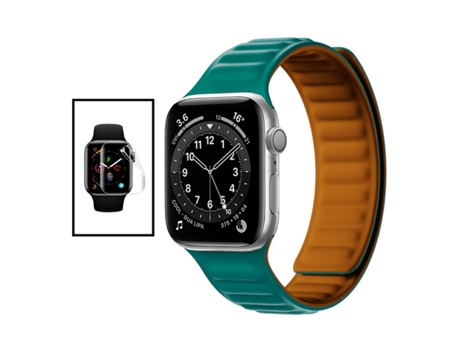 Kit De Correa Magnética SmoothSilicone Película De Hidrogel Para Apple Watch Series 9 - 45 Mm - Azul