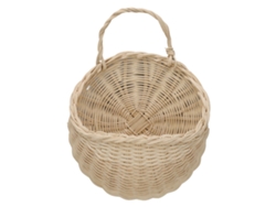Cesta de mimbre para colgar en la pared, cesta multifuncional de mimbre para almacenamiento, beige