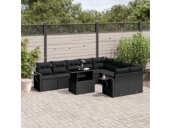 Conjunto de sofás de jardín de 10 piezas DKD Home Decor con cojines de mimbre negros