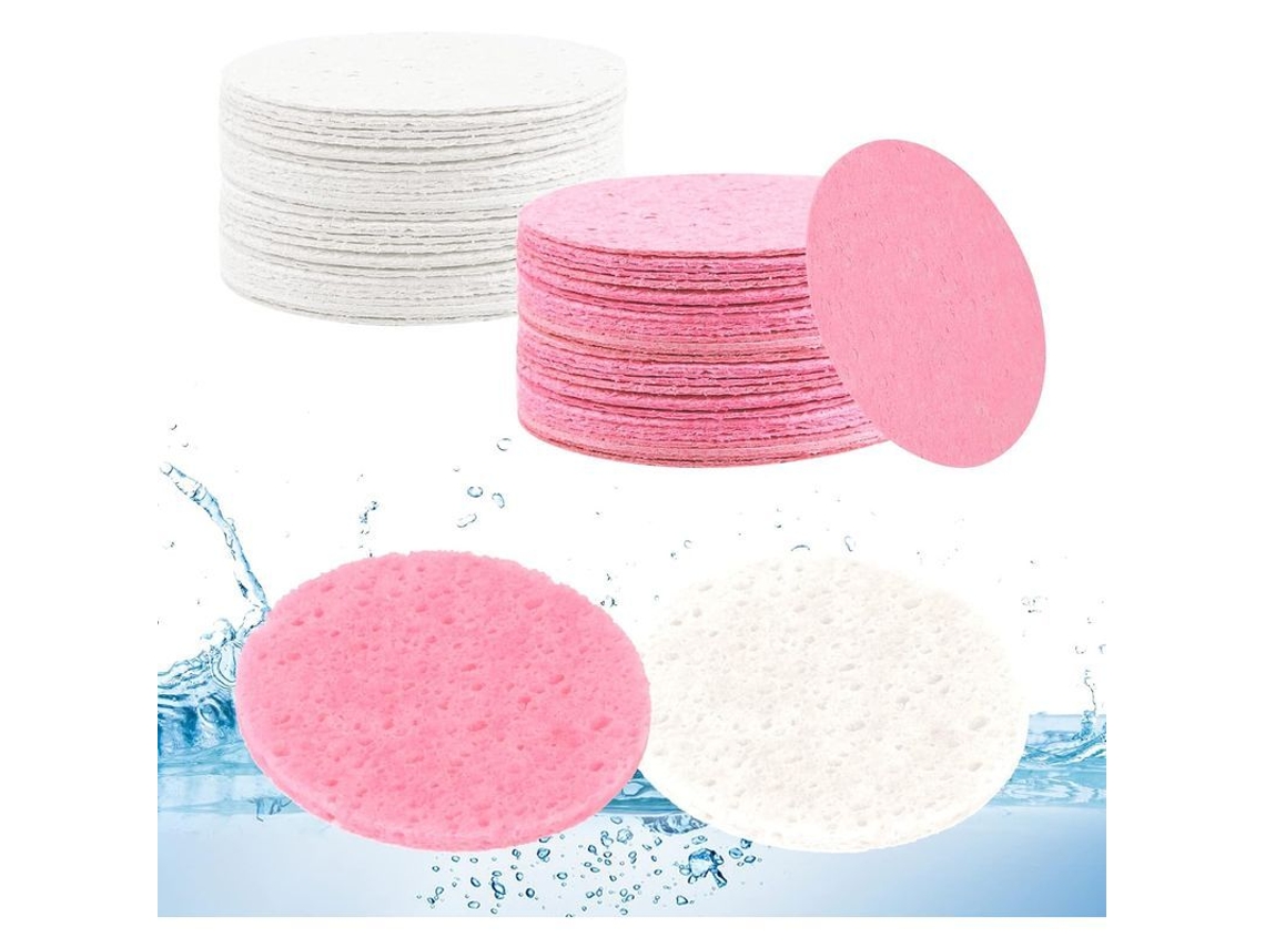 Esponjas Limpiadoras Faciales, 60 Unidades, Blancas, Para Desmaquillar Y Exfoliar (6,35 Cm).