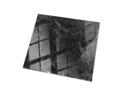 Tablero de cristal cuadrado (50 x 50 cm - Diseño de mármol con vetas - Negro)