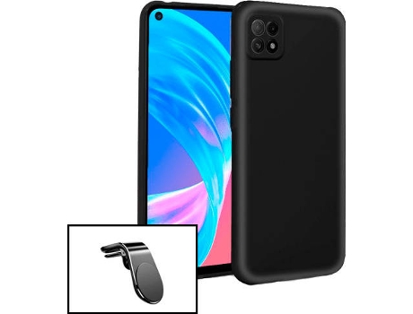 Carcasa + Soporte Oppo A73 5G PHONECARE Silicona Líquida Negro