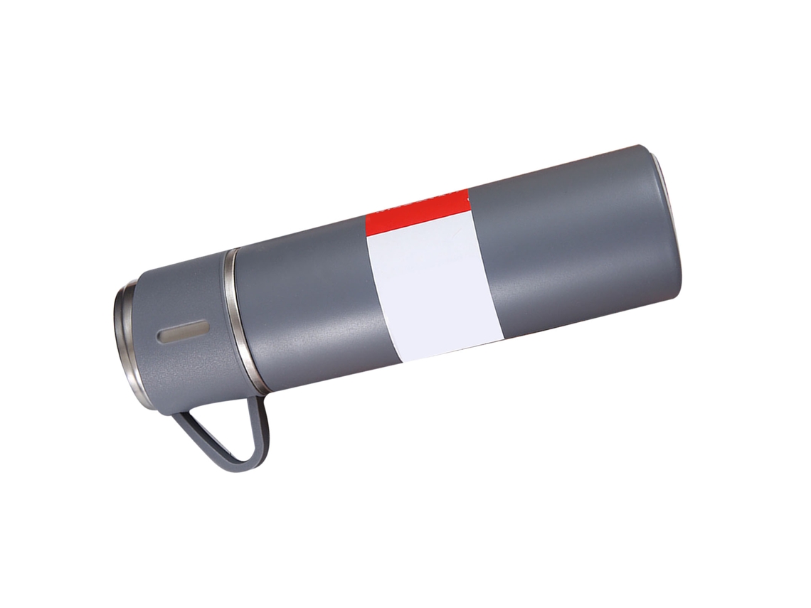 Juego De Botellas Térmicas De Acero Inoxidable De 500 Ml Con 3 Tapas Para Viajes Al Aire Libre - Gris