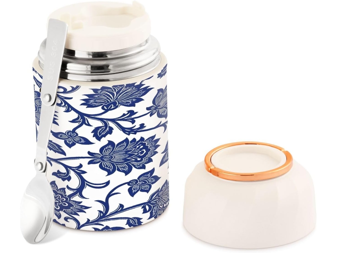 Recipiente térmico de acero inoxidable para alimentos, ideal para adultos, a prueba de fugas.