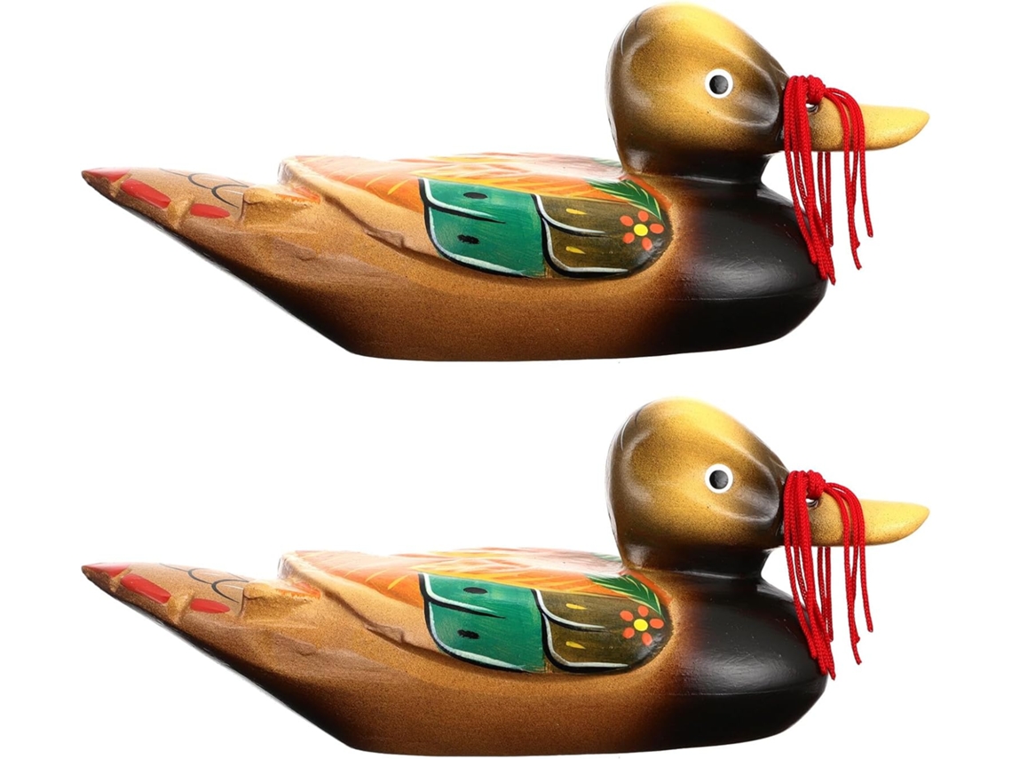 Juego De 2 Estatuas De Mandarinas De Madera