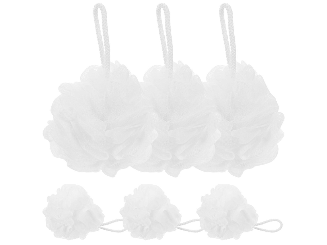 6 Bolas De Banho Portáteis Esponjas Resistentes Ao Desgaste Esponjas De Banho Domésticas Para Exfoliar 14x14x12cm Blanco