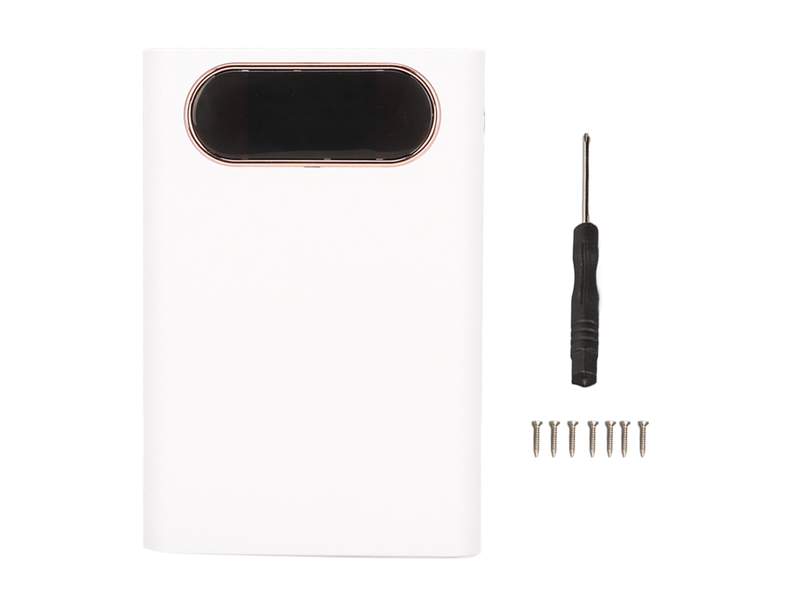 Caixa De Power Bank Diy Para 4 Baterias 21700 Carregamento Rápido 22.5w Com Display Lcd Branco