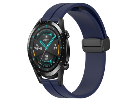 Correa de reloj inteligente para Huawei GT2 46 mm 22 mm Correa de reloj de silicona con cierre magnético de color sólido (azul medianoche)
