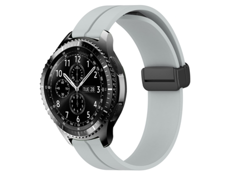 Correa de reloj inteligente para Samsung Gear S3 Classic, correa de silicona de 22 mm con cierre magnético, color sólido (gris)