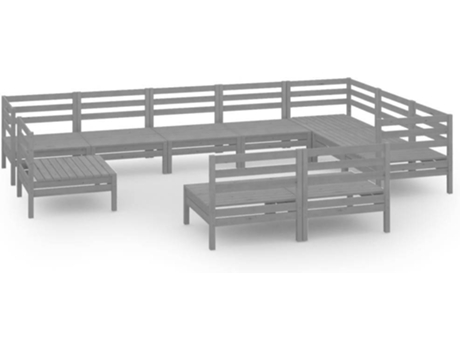Conjunto 10 de muebles de jardín VIDAXL madera maciza de pino gris