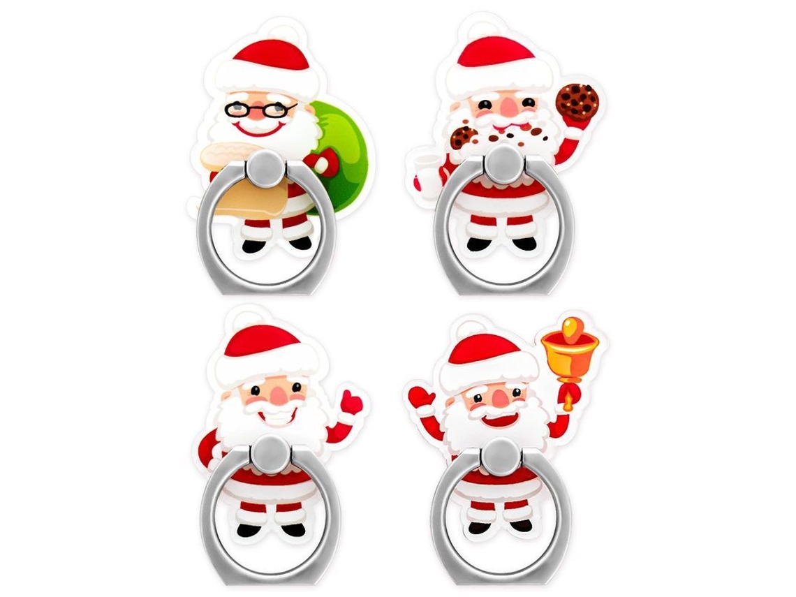 2026-soportes Anillo Para Teléfono Santa, 4 Piezas Lindos Soportes De Dedo Papá Noel Navideños