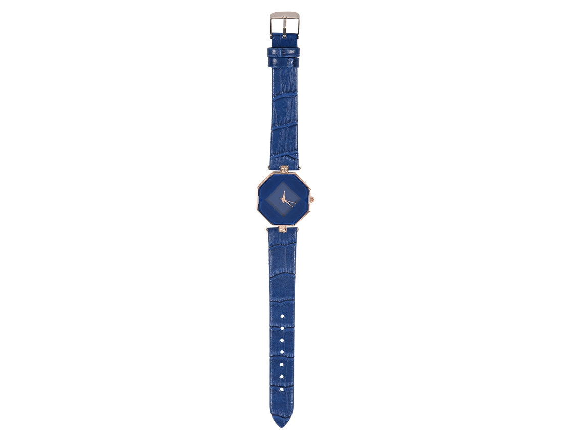 Reloj De Pulsera Analógico Para Mujer Con Esfera Romboidal, Movimiento De Cuarzo, Diamantes De Imitación Y Correa De Pu (azul)
