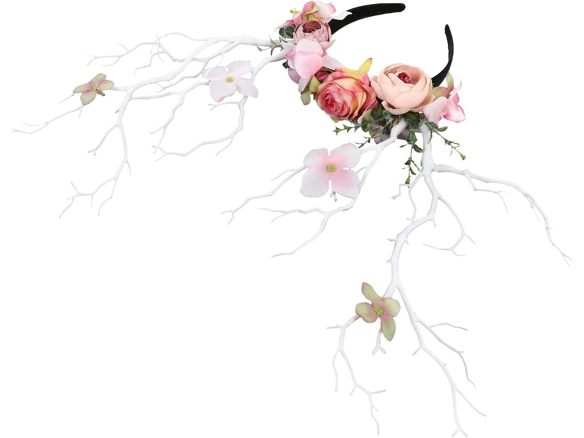 Diadema Decorativa Blanca Con Ramas De Ciervo De Nuobesty Para El Cabello, Accesorio Floral Para El Cabello.