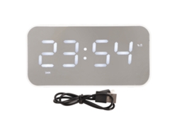 Reloj Despertador Con Espejo, Altavoz Bluetooth Inalámbrico, Pantalla De Temperatura Estéreo, Blanco.