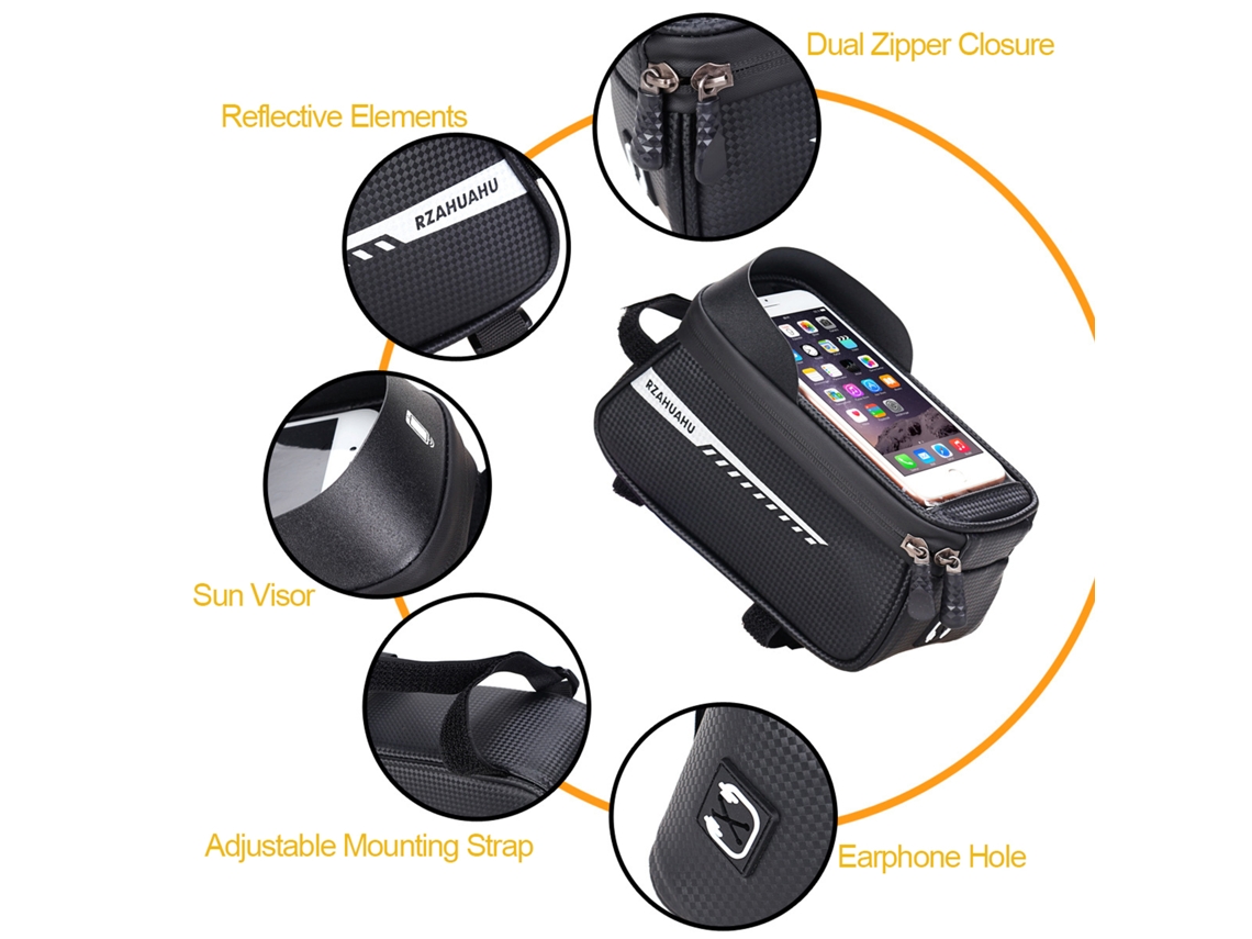 Bolsa Para Bicicleta Con Soporte Impermeable Para Teléfono Con Pantalla Táctil Para El Tubo Superior Del Cuadro Delantero De Mtb