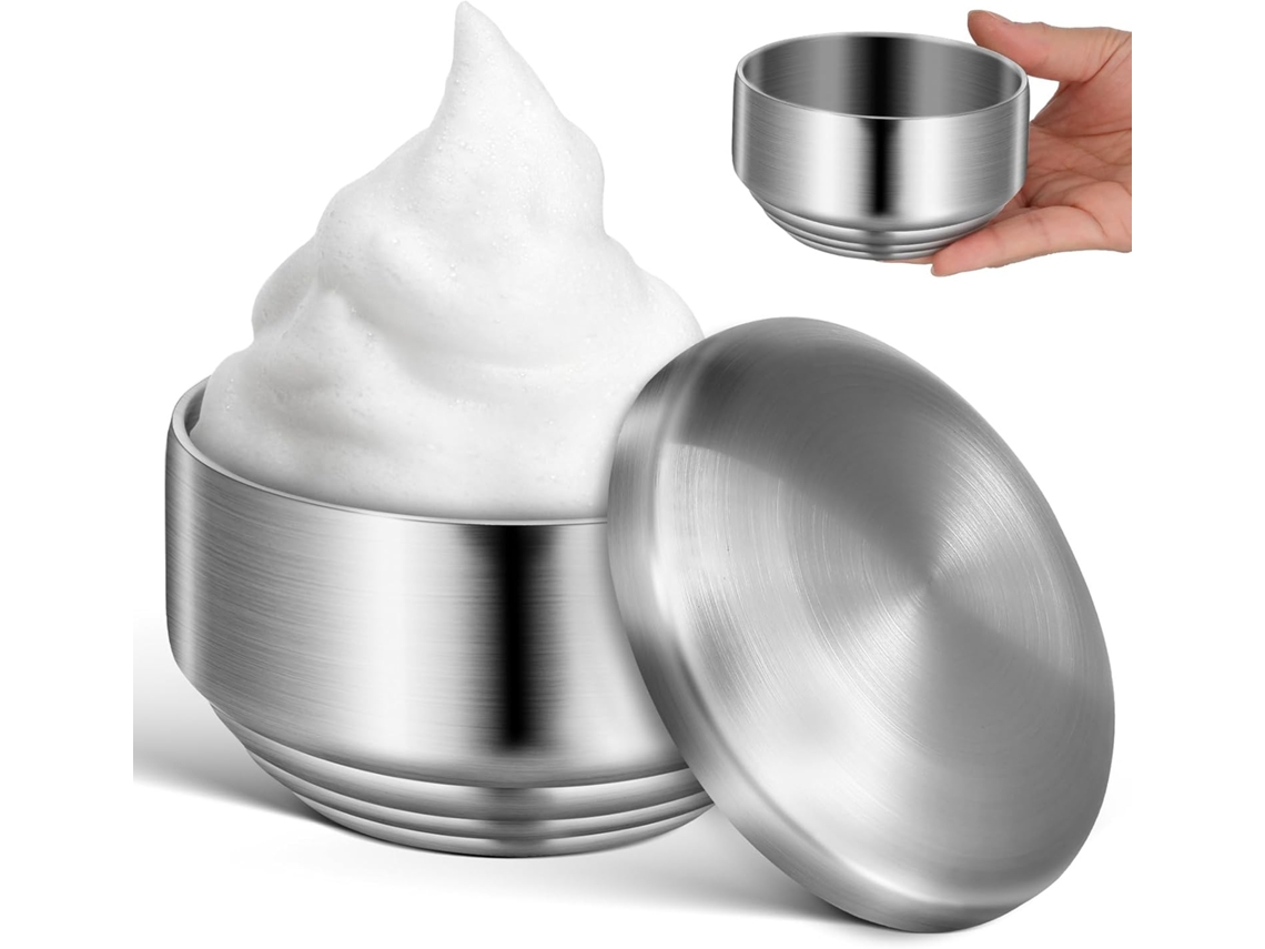 Bol A Raser En Acero Inoxidable Avec Couvercle, Facile Nytoyer Y Générateur De Mousse, Design