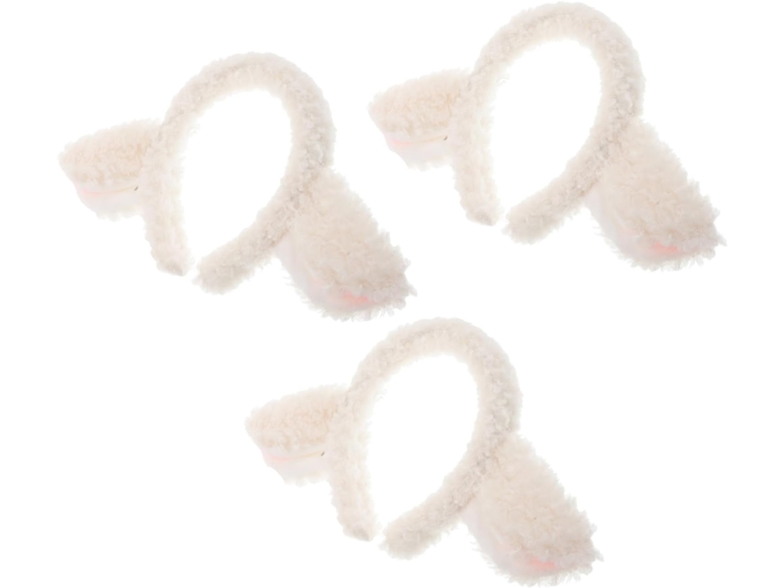 Lot De 3 Serrage, Têtes Oreilles De Mouton Pelucheux Blanc