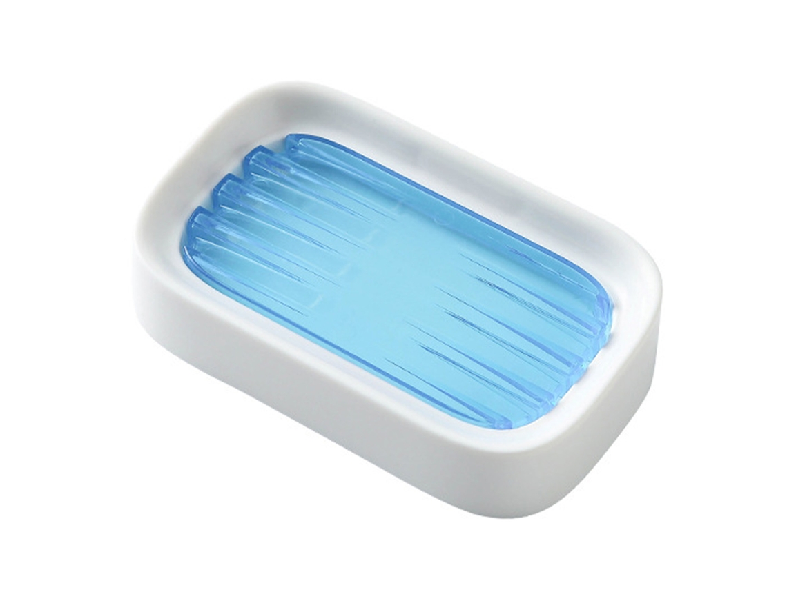 Jabonera Con Desagüe, Bandeja De Dos Niveles, Para Baño, Plástico Abs, Azul.