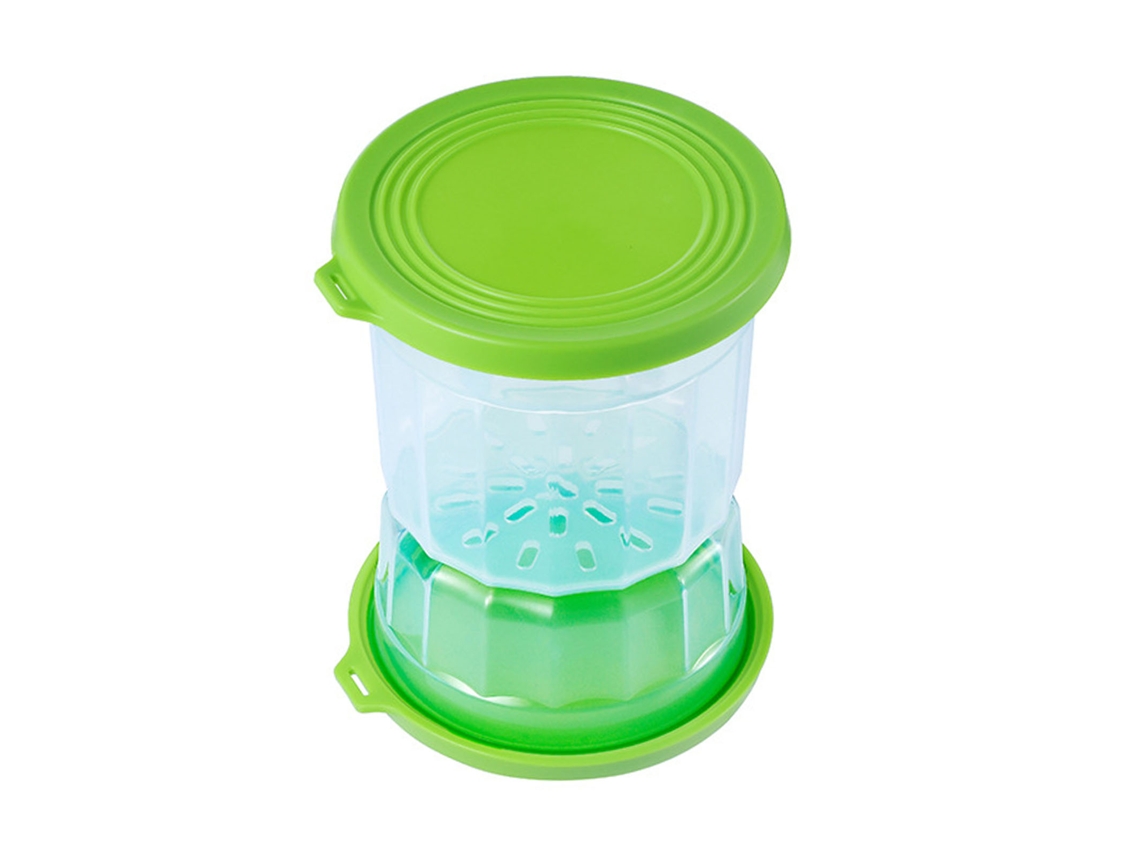 Tarro Hermético Reversible Para Encurtidos Con Separador De Ingredientes Secos Y Húmedos Para Aceitunas Y Jalapeños.