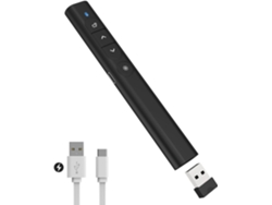 Presentador de PowerPoint inalámbrico recargable de 2,4 GHz con hipervínculo y control de volumen, color negro Gertiz