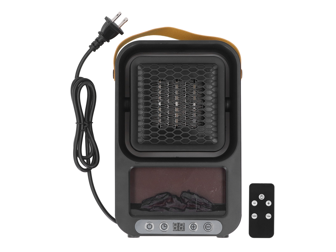 Calefactor eléctrico portátil de 110 V con mando a distancia para uso en interiores.