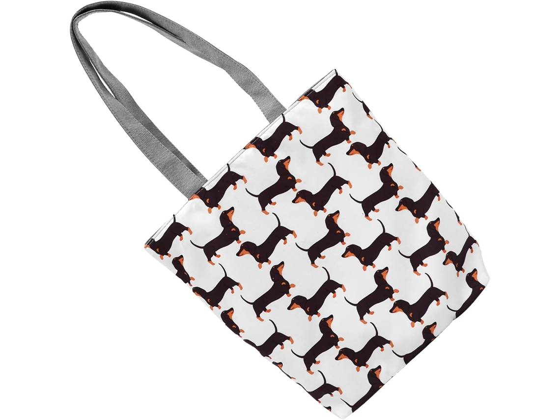 Bolso de hombro grande para mujer con estampado de perro salchicha, diseño sencillo.