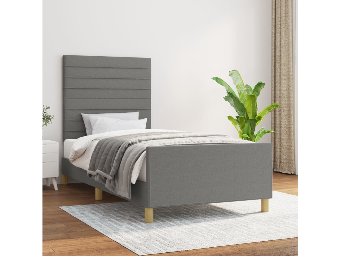 Estructura de cama sin colchón tela gris oscuro 80x200 cm