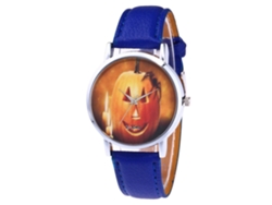 Reloj De Cuarzo Con Correa De Pu Casual Para Mujer Zhoulianfa Patrón De Calabaza Azul