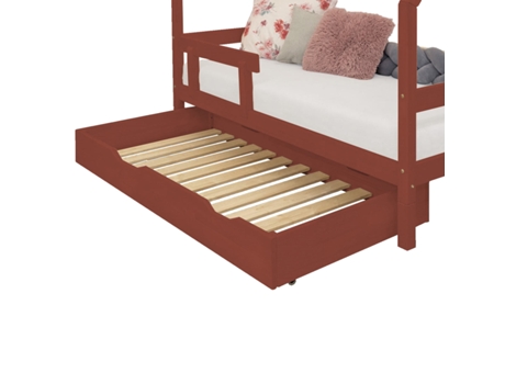 Cajón de cama 90 x 180 con somier de láminas BUDDY - BENLEMI rojo ladrillo
