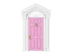 Ats-puerta De Muñecas 1:12 Miniatsura Hada Madera Abatsible Con Accesorios Rosa